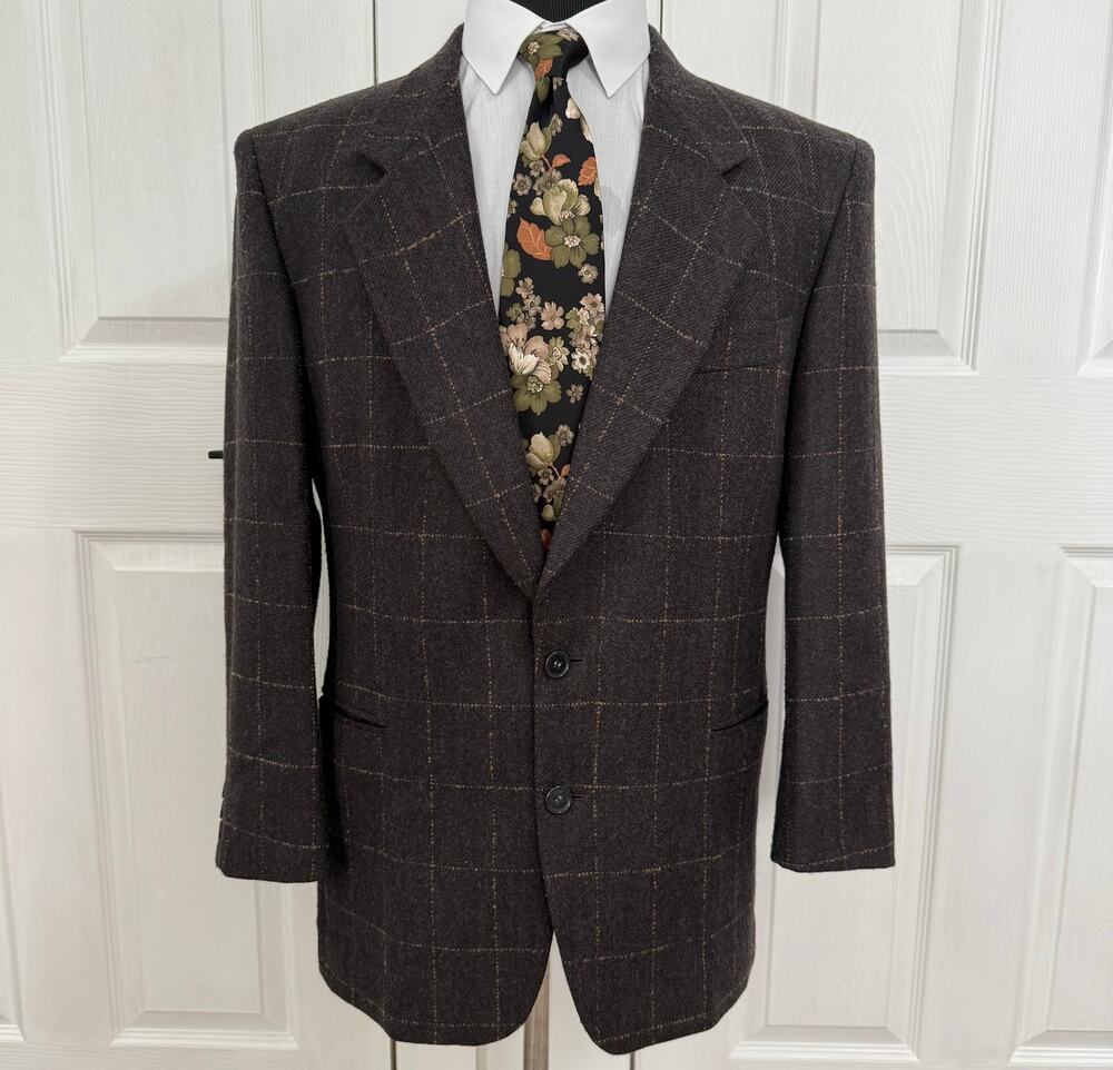 Neiman Marcus Designer Collection 100%Wool Windowpane Sportscoat Blazer 42R
